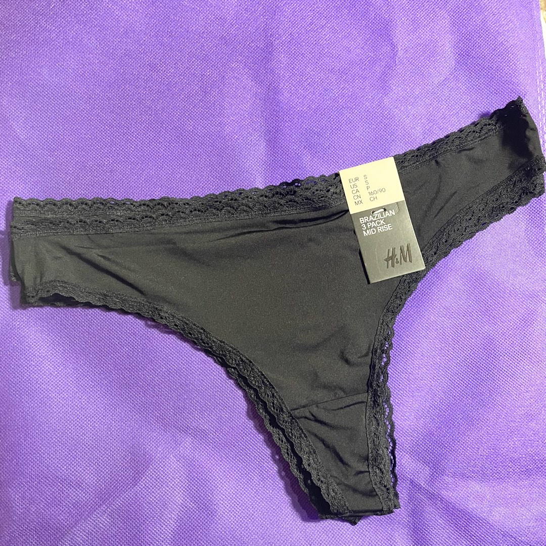 AUTHENTIC H&M hnm h and m thong Brazilian mid rise black panty set, Women's  Fashion, Undergarments & Loungewear on Carousell