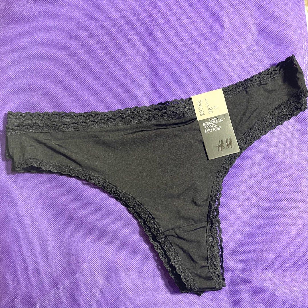 AUTHENTIC H M hnm h and m thong Brazilian mid rise black panty set