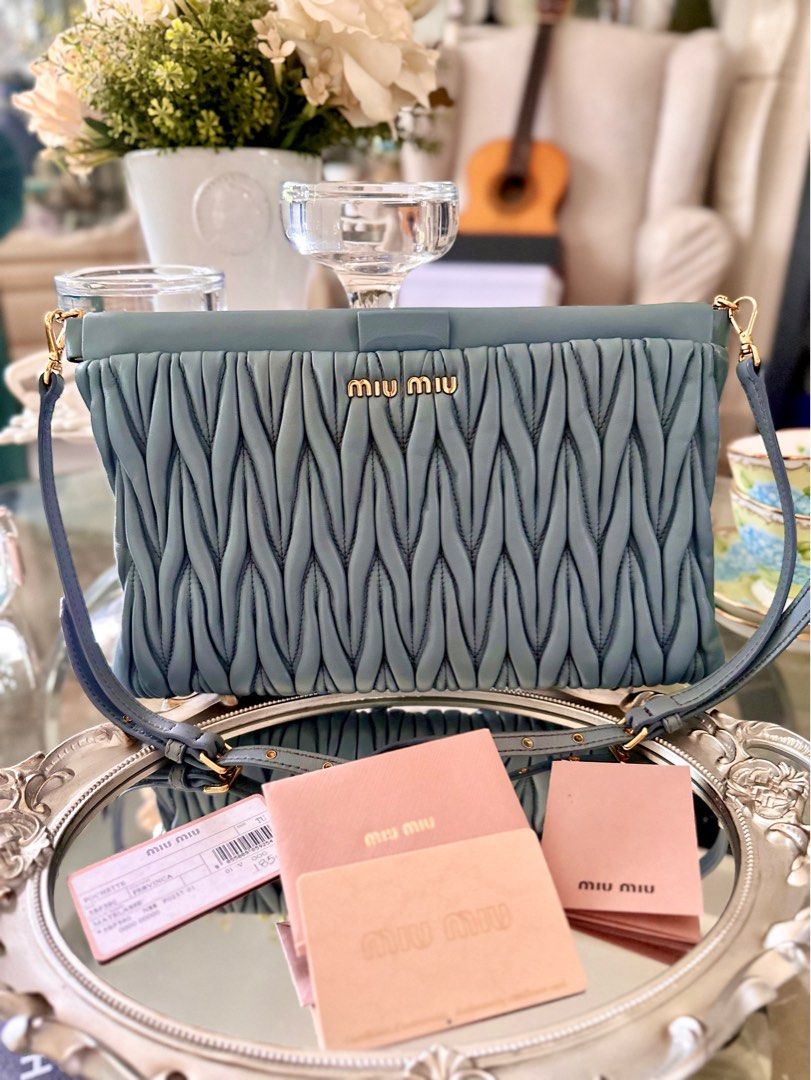 Authentic Miu Miu Matelasse Pochette Clutch Sling crossbody Bag