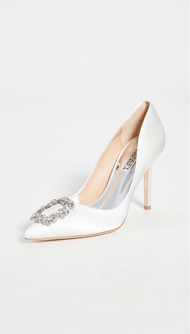 Badgley mischka on sale white bridal shoes