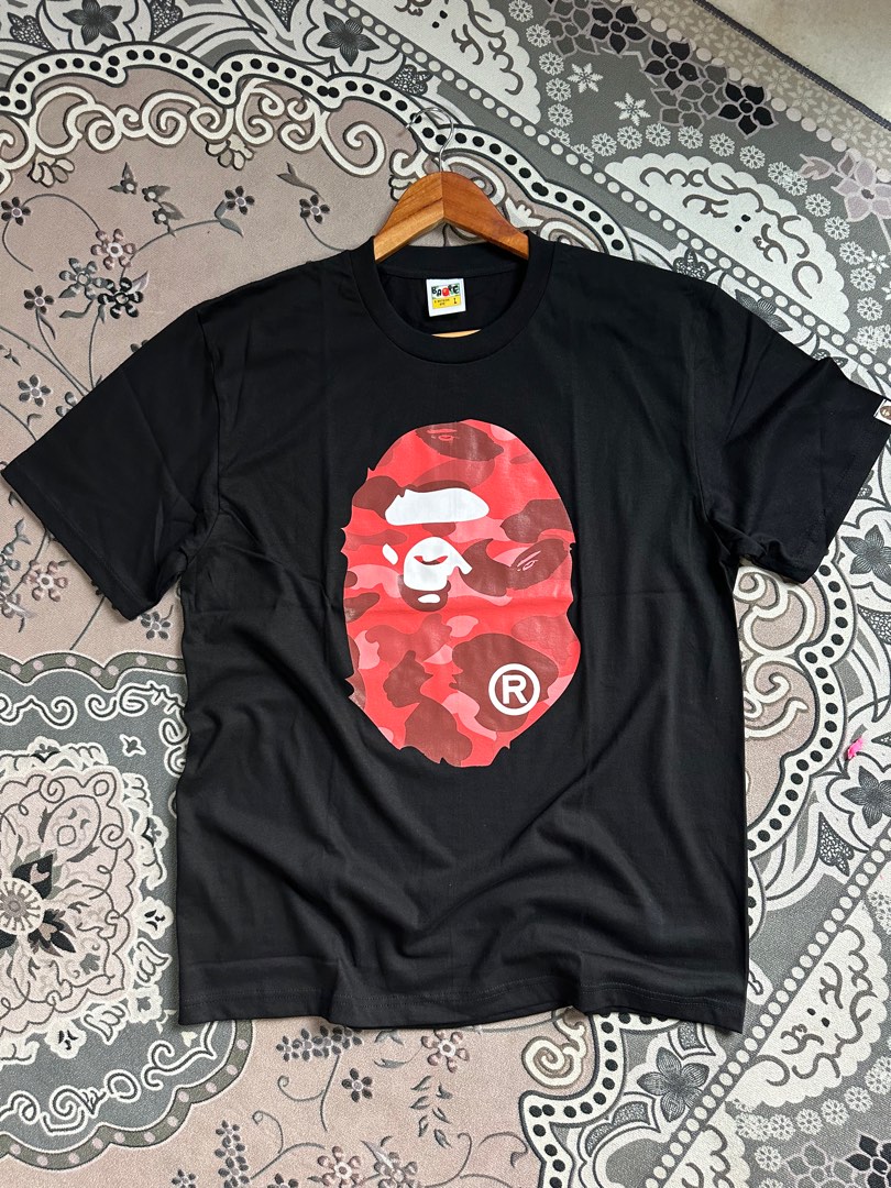 Bathing ape red deals camo shirt