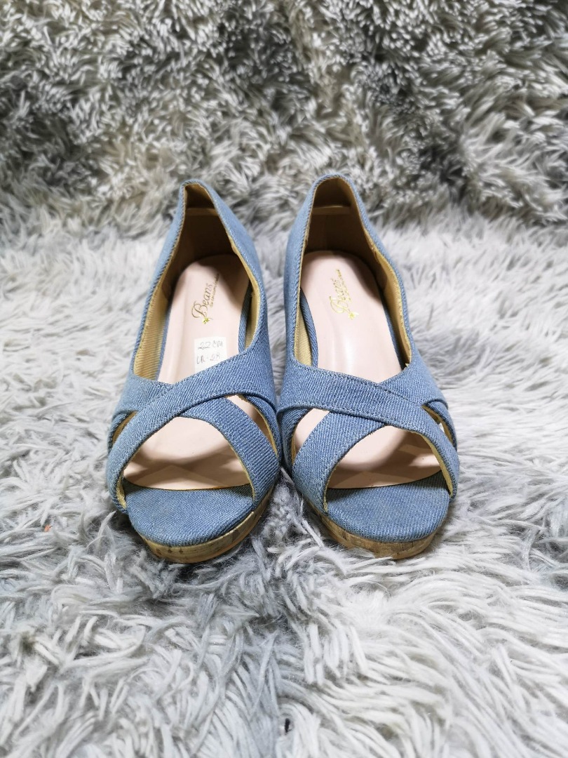 denim kitten heels