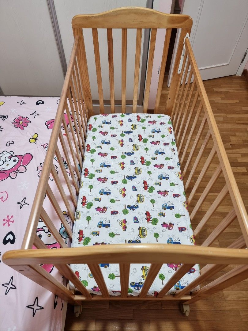 Beblum baby cot (includes babysafe latex mattress), Babies & Kids, Baby