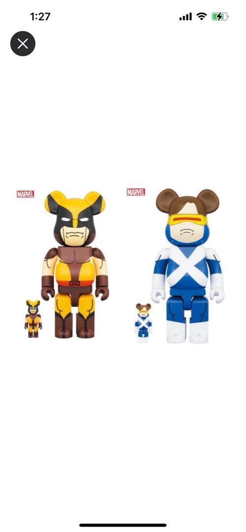 Be@rbrick X-Men Wolverine and Cyclops Classic Colours 400% + 100 