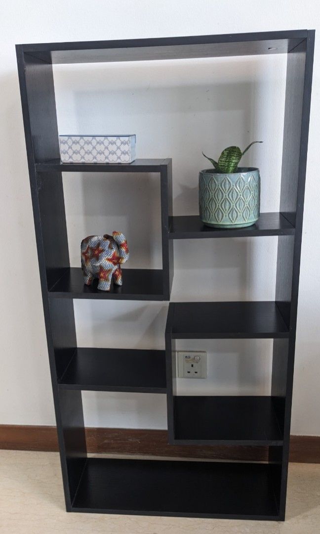 Black wooden shelves, Furniture & Home Living, Furniture, Shelves