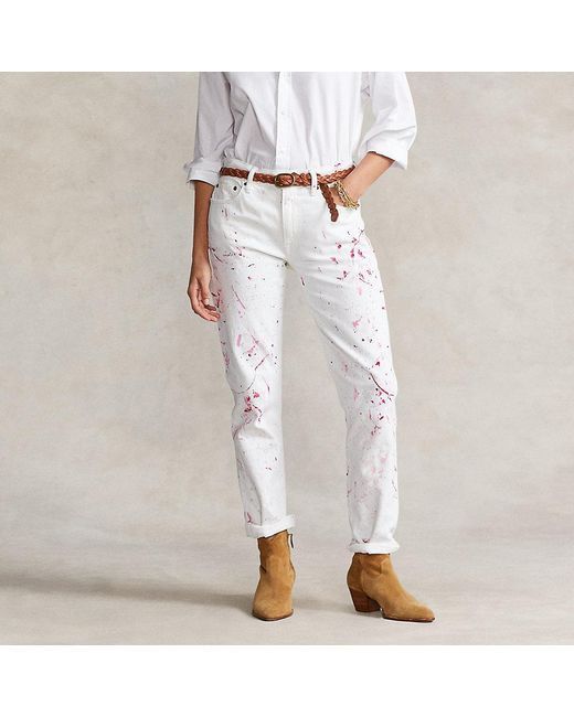 BNWT Ralph Lauren Pink Pony Avery Boyfriend Jeans Pink Paint 27