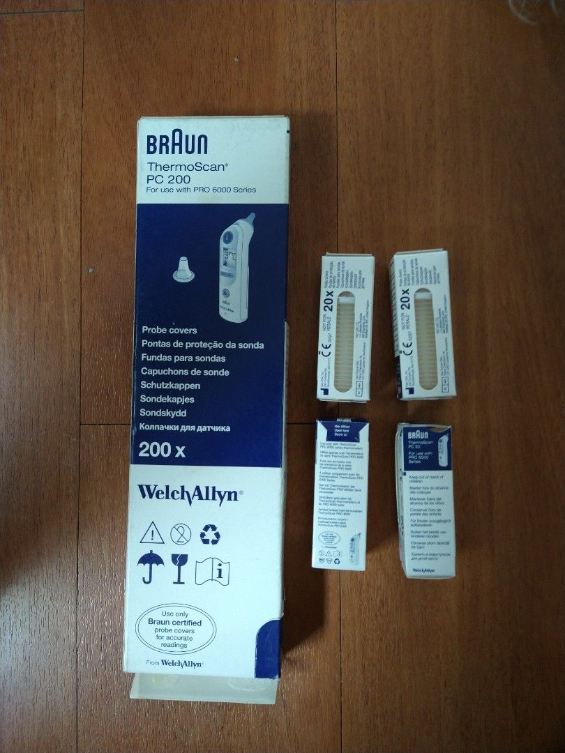 Braun ThermoScan PC200 probe cover (Category: Medical Supplies & Tools) located in Manila. Submitted by PickClickShip (Listing ID 1247777389, Image 2). Description: Genuine Braun ThermoScab PC200 Probe Covers for use with Pro 600 Series 200 Count US - brand Crislan - 2020 New17 - age range: Adult - outer material: Polycarbonate - product care instruction: Wipe Clean - 1 pack of 200 covers - 3.25x1.25x11.75" -3.52 ounces - PC200 -unit count:16.0 o
