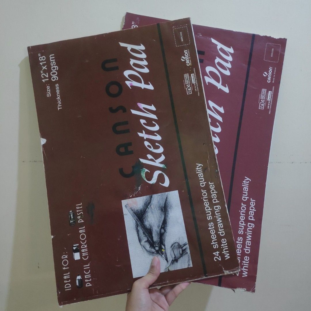 Canson 12" x 18" Inch Sketch Pads (Category: Stationery & School Supplies) located in Dasmarinas. Submitted by _kael_ (Listing ID 1247789346, Image 1). Description: Hello! Please kindly read my shop profile's about page first for updates. Thank you! - 1 pc. 15 sheets left - 1 pc. 16 sheets left.