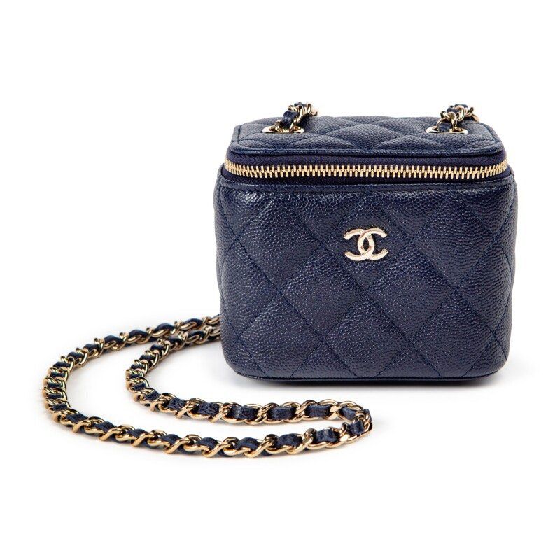 Chanel Mini Vanity Navy Caviar GHW Luxury Bags Wallets on