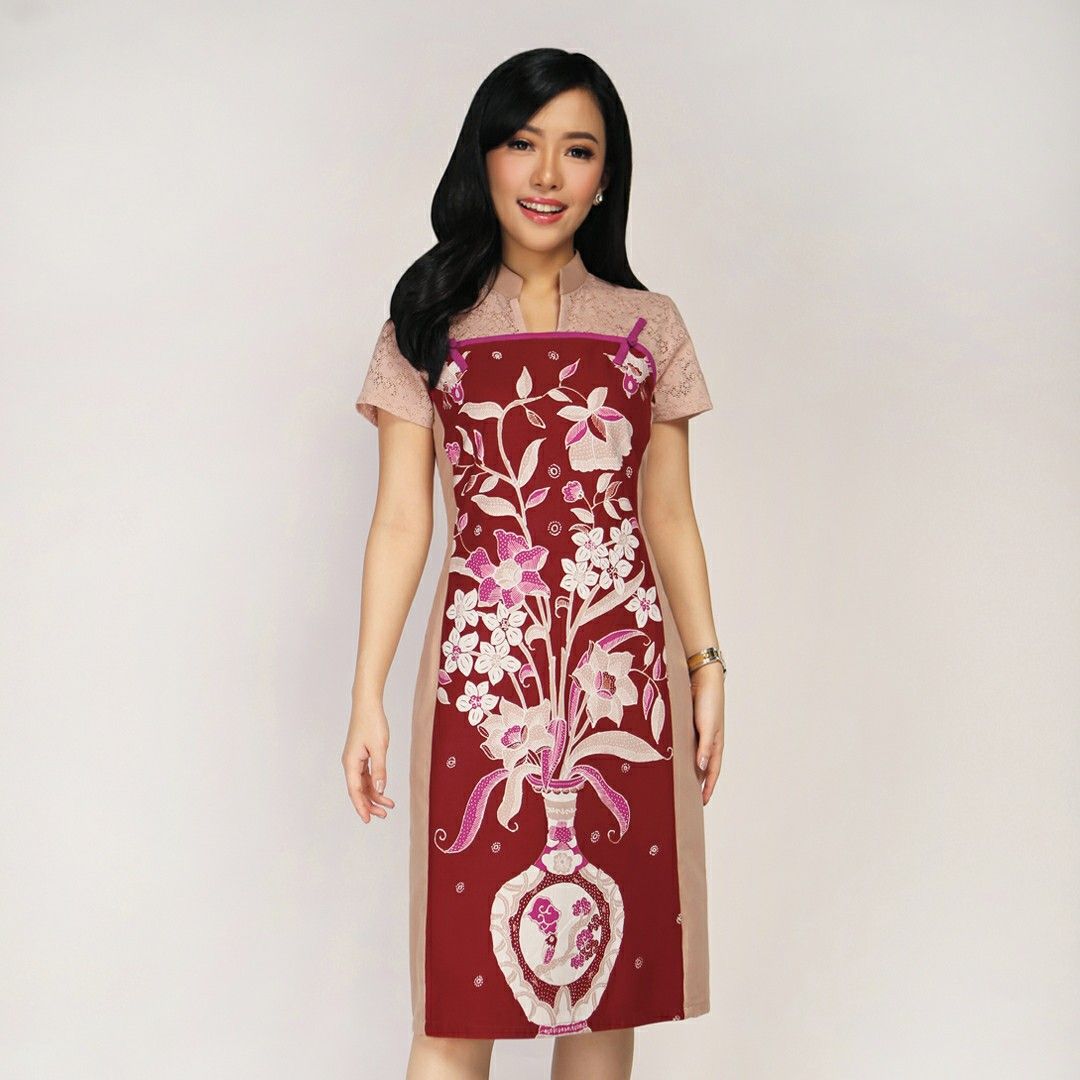 Cheongsam Dress Batik Dres Batik Kultur Dea Valencia Fesyen