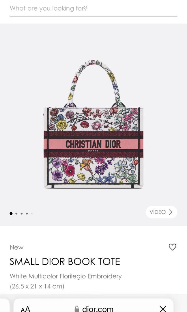 Dior Book Tote Mini Phone Bag White Multicolor Florilegio Embroidery (13 x  18 x 5 cm)