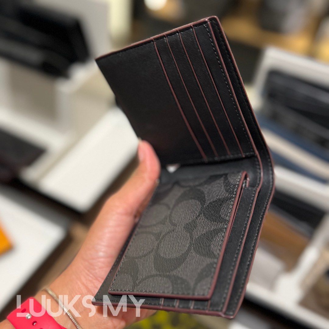 COACH Compact ID Wallet in Signature Canvas, Luxury, Bags & Wallets on