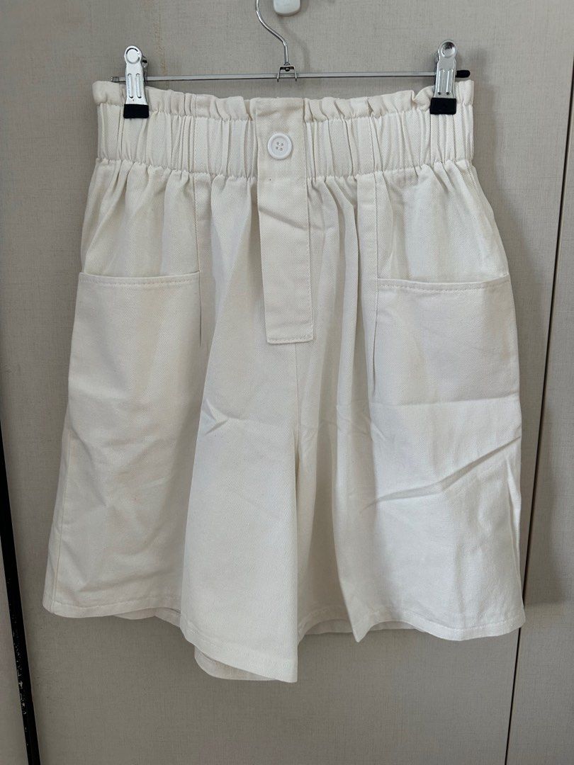 White linen sale paperbag shorts