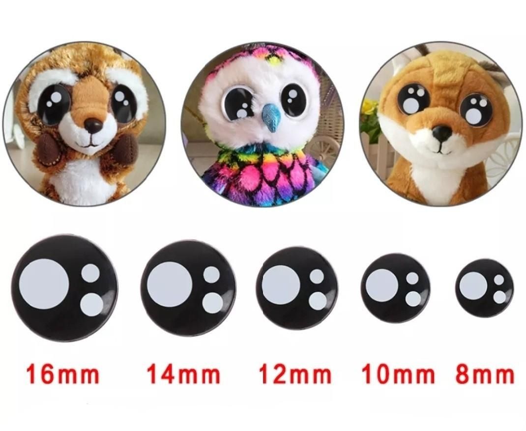 12mm Kawaii Style Round Safety Eyes and Washers: 3 Pairs - Doll