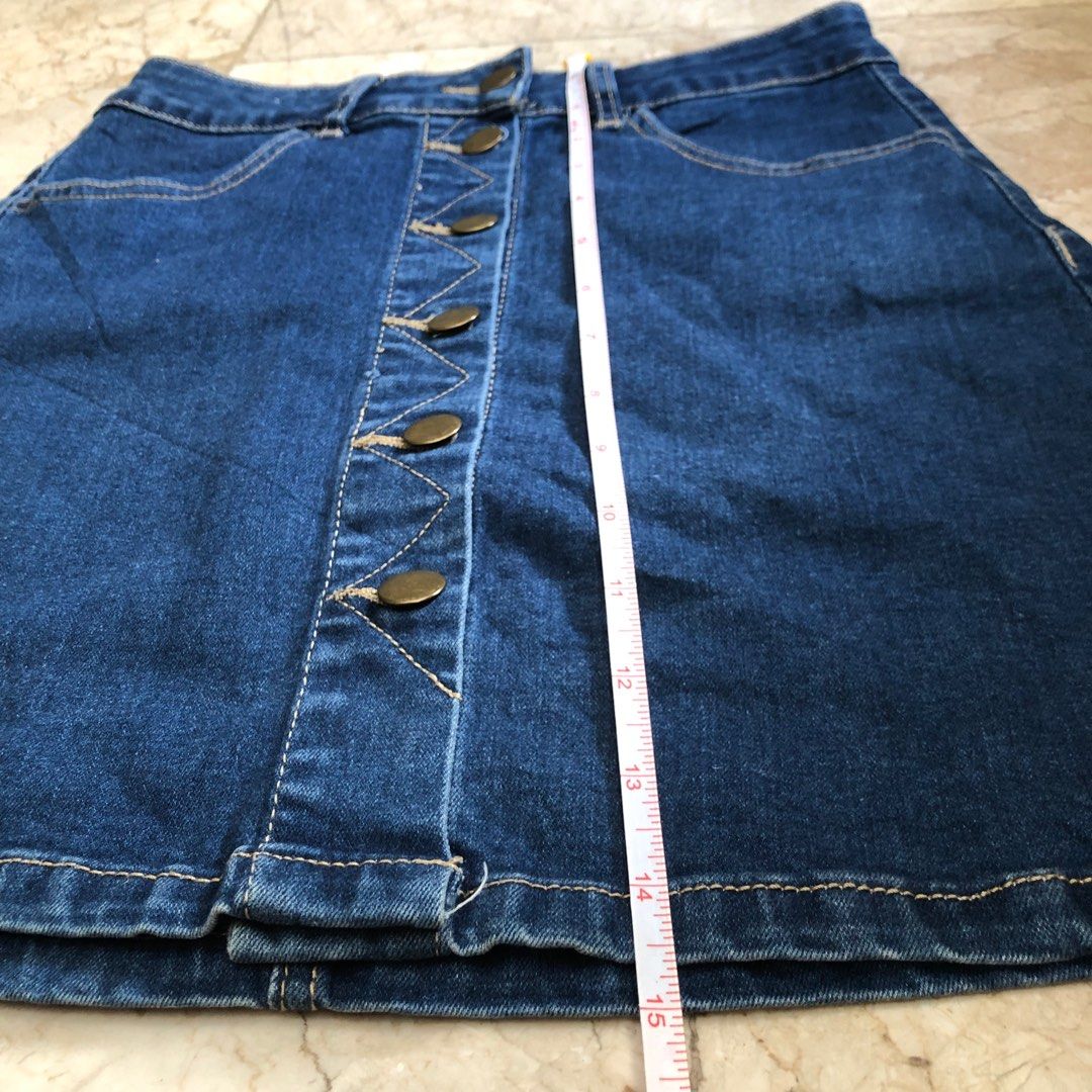 denim skirt (Category: Skirts) located in Taguig. Submitted by unfeigned (Listing ID 1247859867, Image 3). Description: price is firm^^ fits to 23-24 in very good condition! denim fabric is kinda soft .