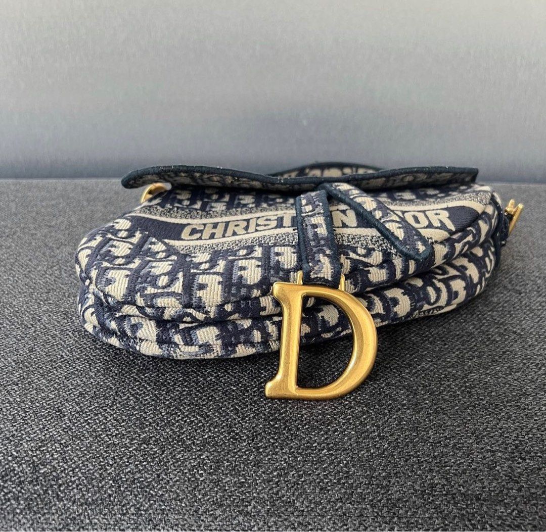 Dior Saddle Bag Medium Oblique blue Ghw Luxury Bags Wallets
