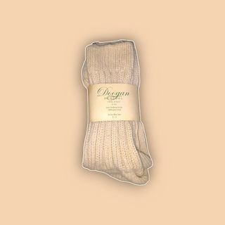 Doogan Donegal Ecru Chunky Rib Knit 100% Irish Wool Socks 8-12 US