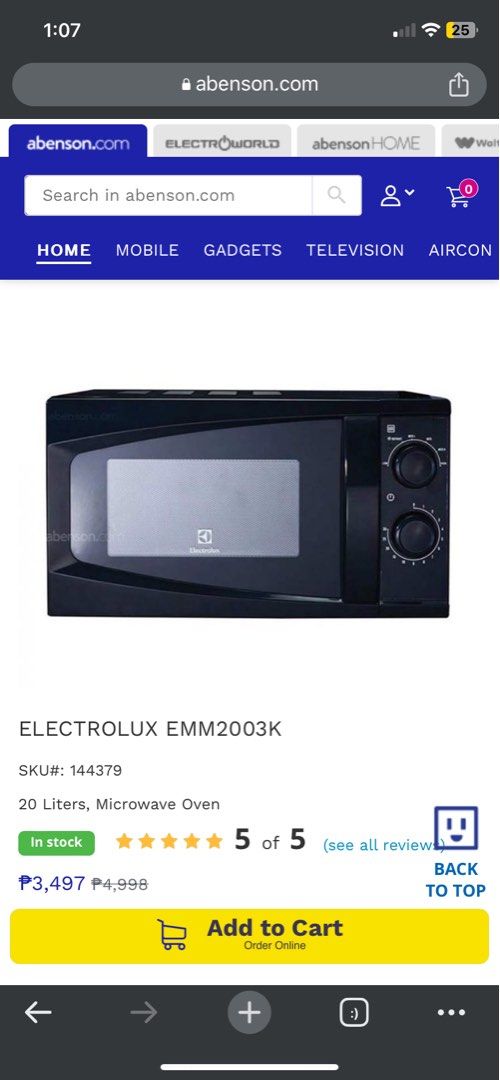 Electrolux Microwave Oven EMM2003K, TV & Home Appliances, Kitchen