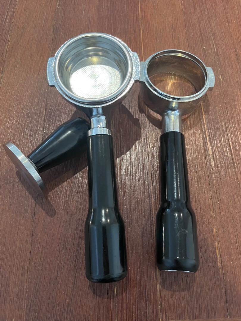 Espresso portafilters x 2 & 58mm tamper to suit E61 machine, TV & Home