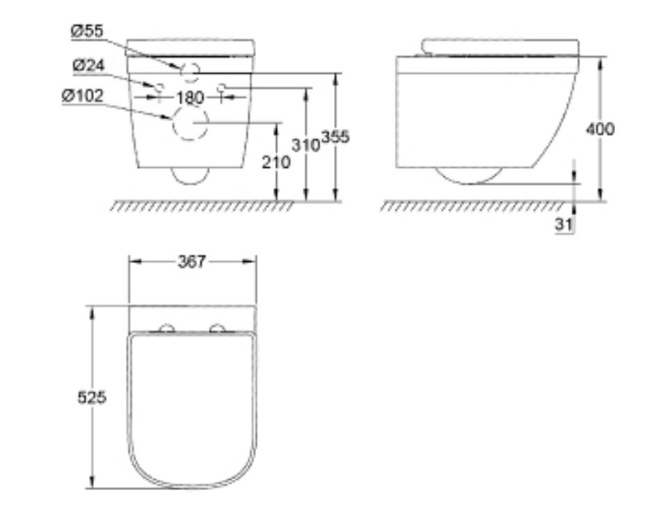 GROHE - EUROSMART WALL HUNG WC 39205000 (Alpine White), Furniture ...