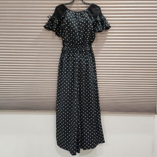 [F] 韓國服飾黑色波卡圓點褲裙洋裝