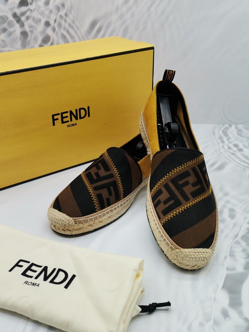 FENDI FF LOGO SUEDE MEN S ESPADRILLES SIZE 8 FULL SET