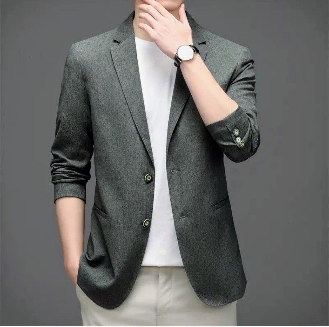 Mens grey casual jacket clearance
