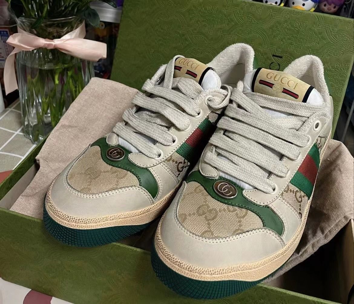 Gucci Screener Series GG enamel made old models dirty shoes
