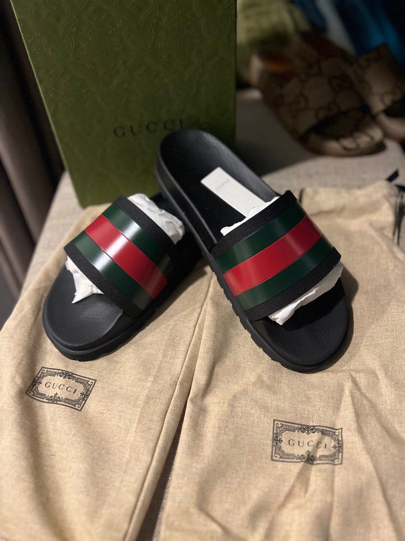 Striped gucci slides store