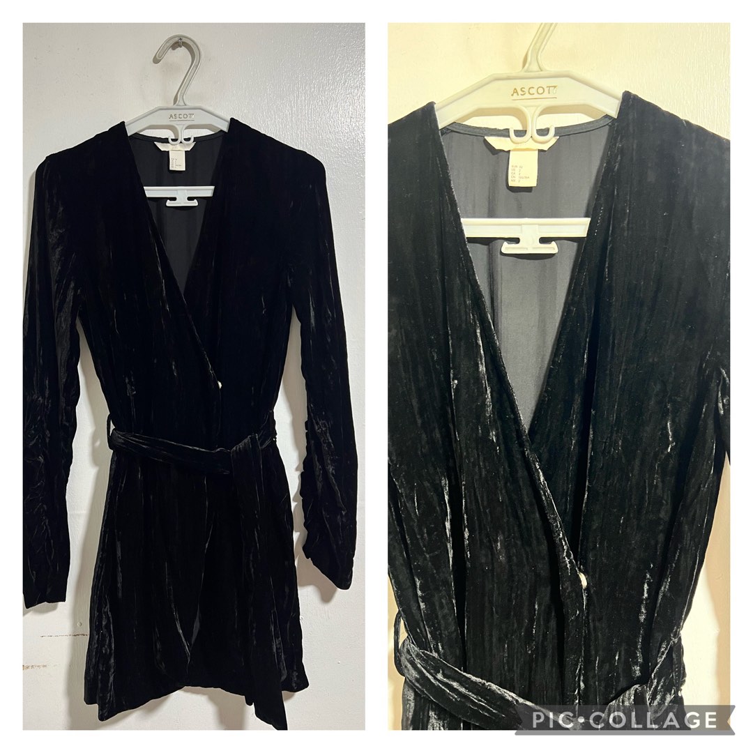 H&m velvet wrap dress clearance