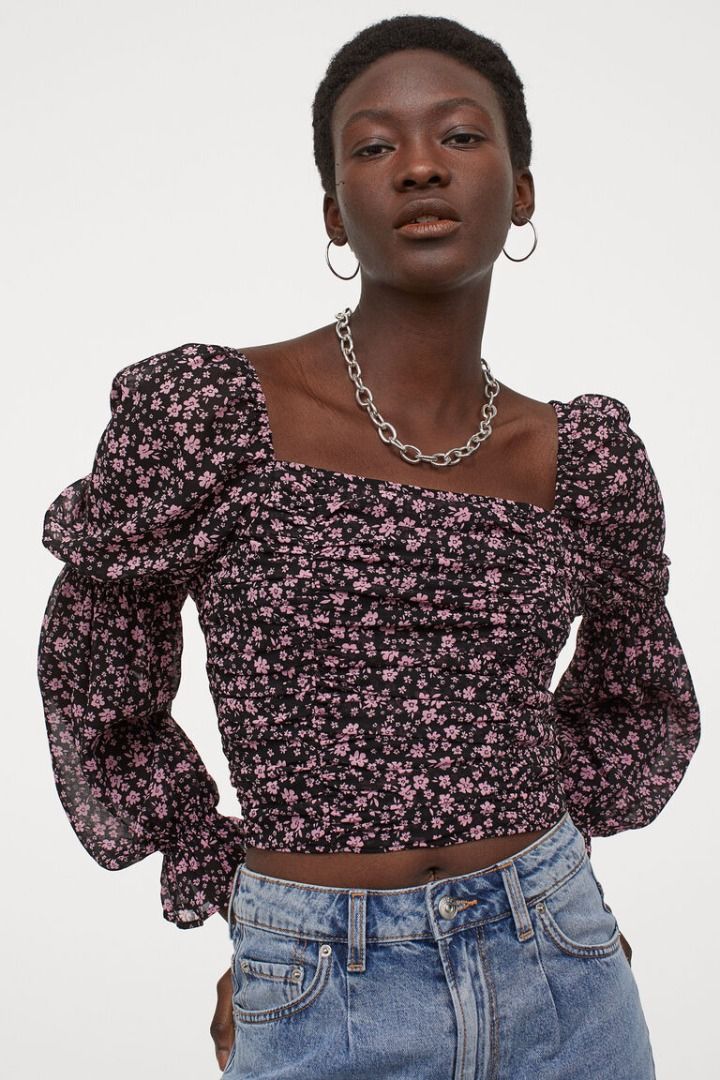 H&m floral crop top sales