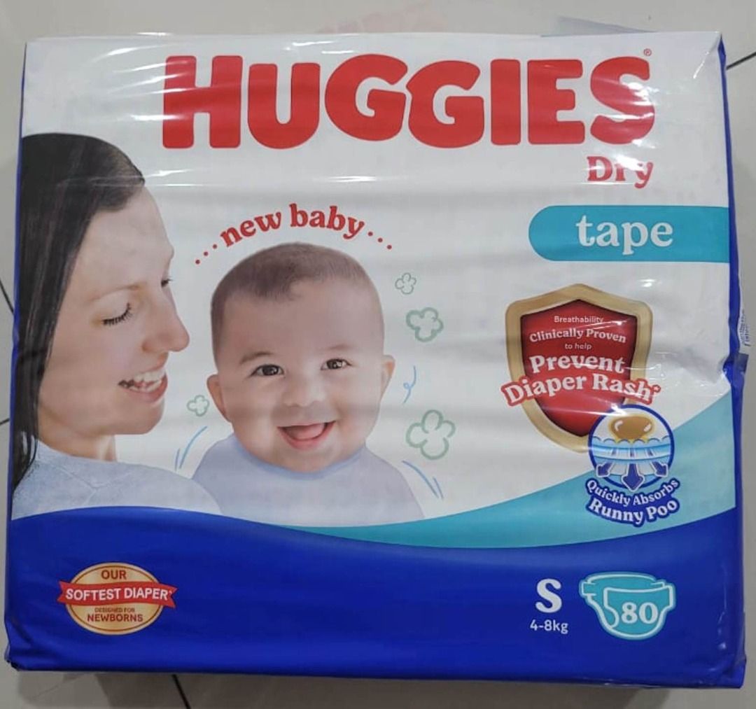 Huggies Dry Tape S80, Babies & Kids, Bathing & Changing, Diapers & Baby Wipes on Carousell