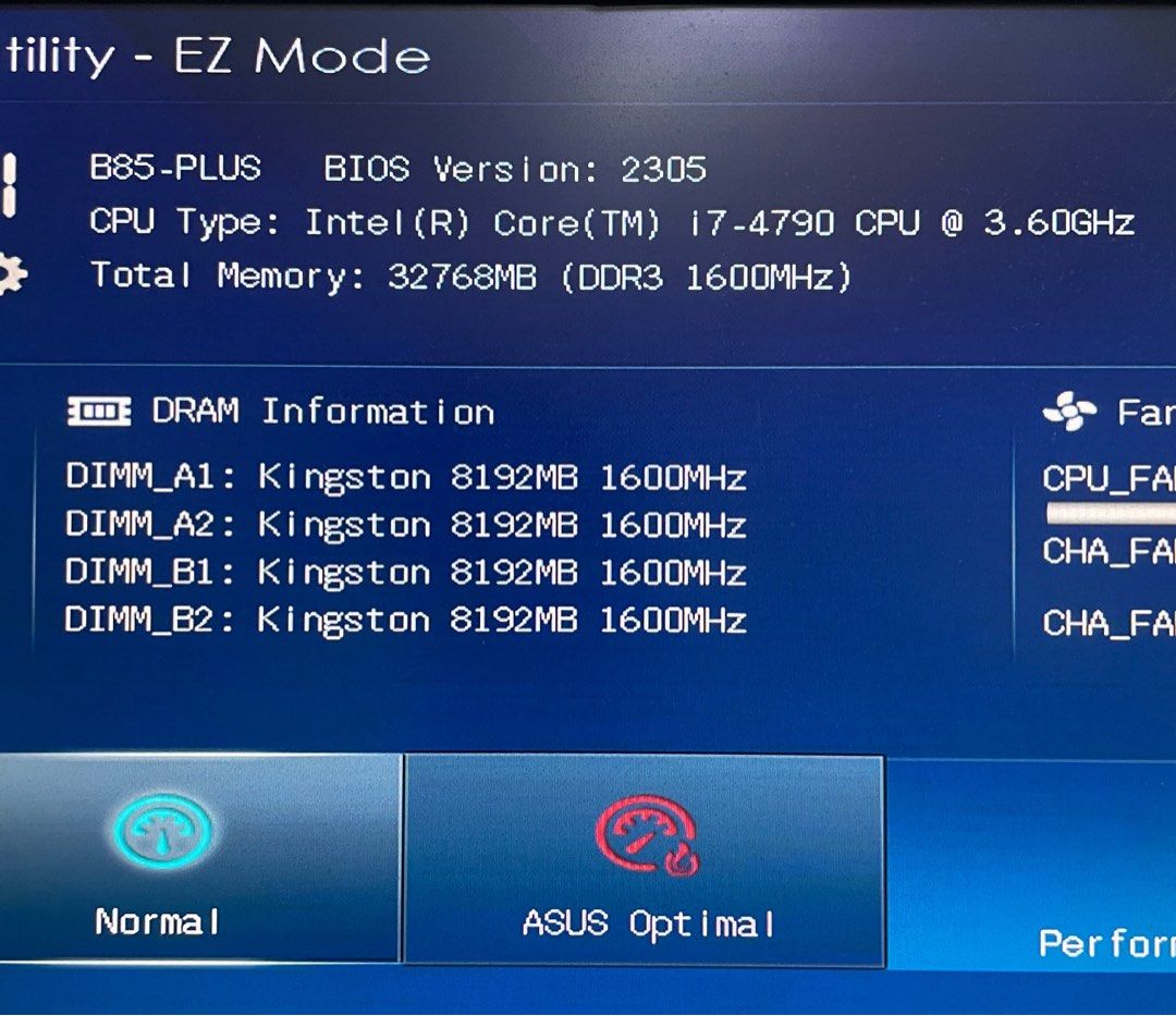 華碩B85-PLUS ，i7-4790，Kingston 32G DDR3 1600MHz（可散賣）, 電腦