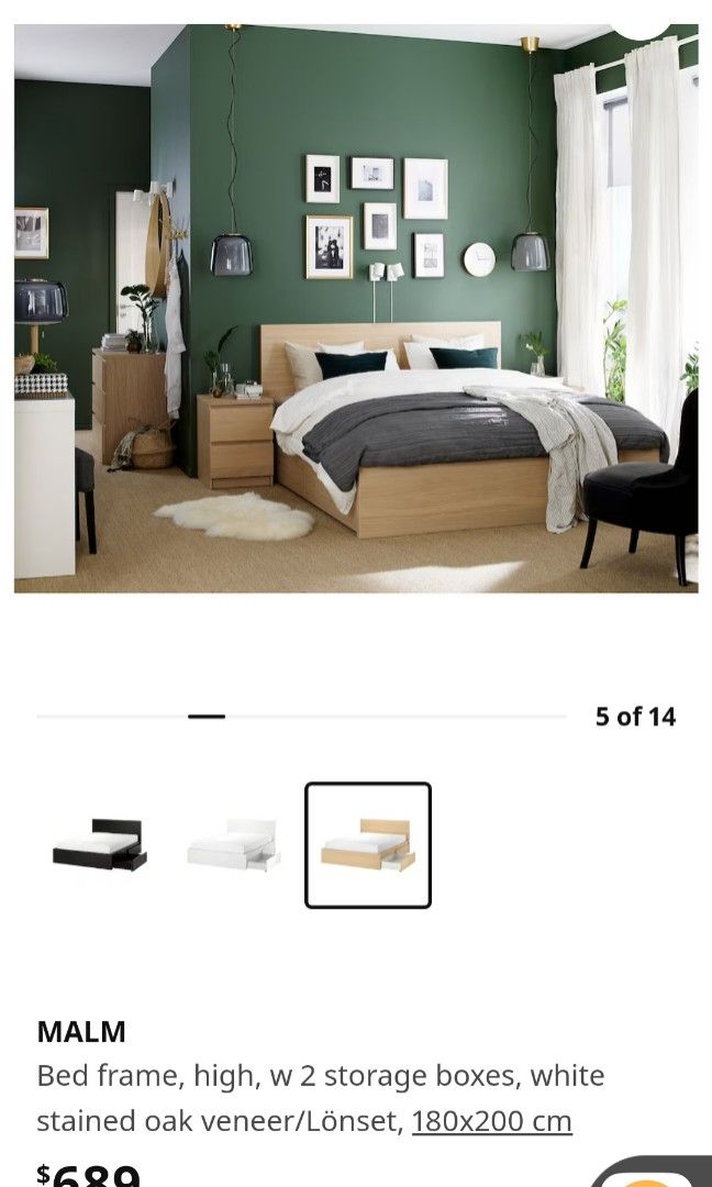 IKEA Malm Bedframe w/ Storage Drawer & Bed Slat, Furniture & Home