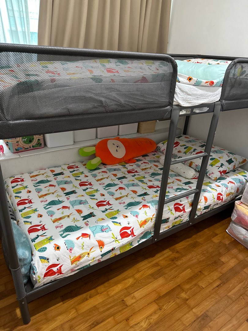 IKEA Tuffing bunk bed, dark grey, 90x200, Furniture & Home Living