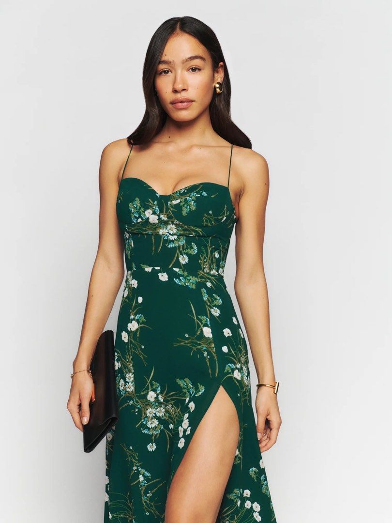 reformation green juliette dress Sage Green A-Line Off-the-Shoulder Maxi Dress with 3D Flowers, Lace, and  Butterfly Appliques – Perfect for Weddings, Proms, and Formal Events –  Carlyna main image 0