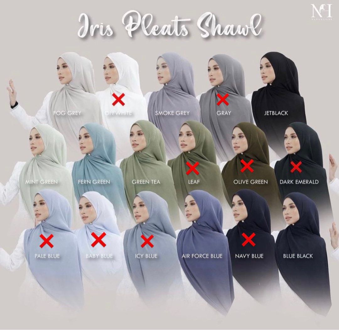 Iris Mini Pleated Hijab, Women's Fashion, Muslimah Fashion, Hijabs