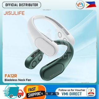 JISULIFE FA12R Bladeless Neck Cooler High-end Fan 4000mAh 360° Full Range Wind 3 Gear Wind Type-C ( Available in 3 Different Colors) - VMI Direct