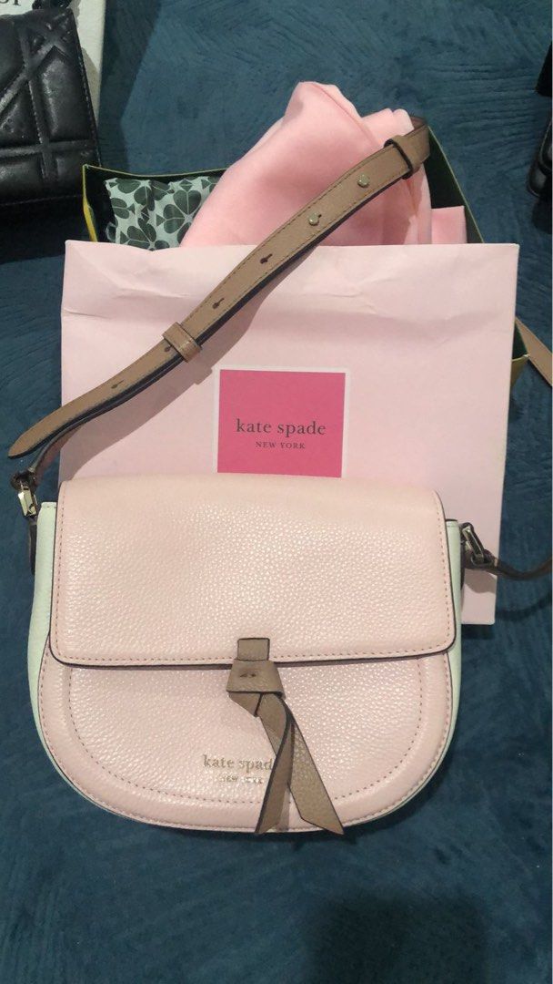IN STOCK Kate Spade Knott Medium Saddle Bag Chalk Pink Multi