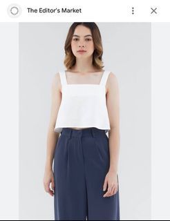 White Linen Cropped Top