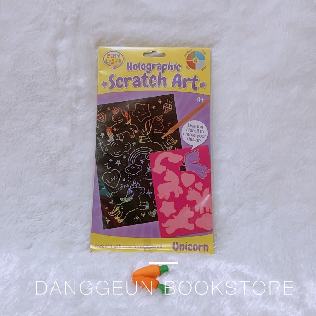 kid toys holographic scratch art unicorn, Buku & Alat Tulis, Alat Tulis