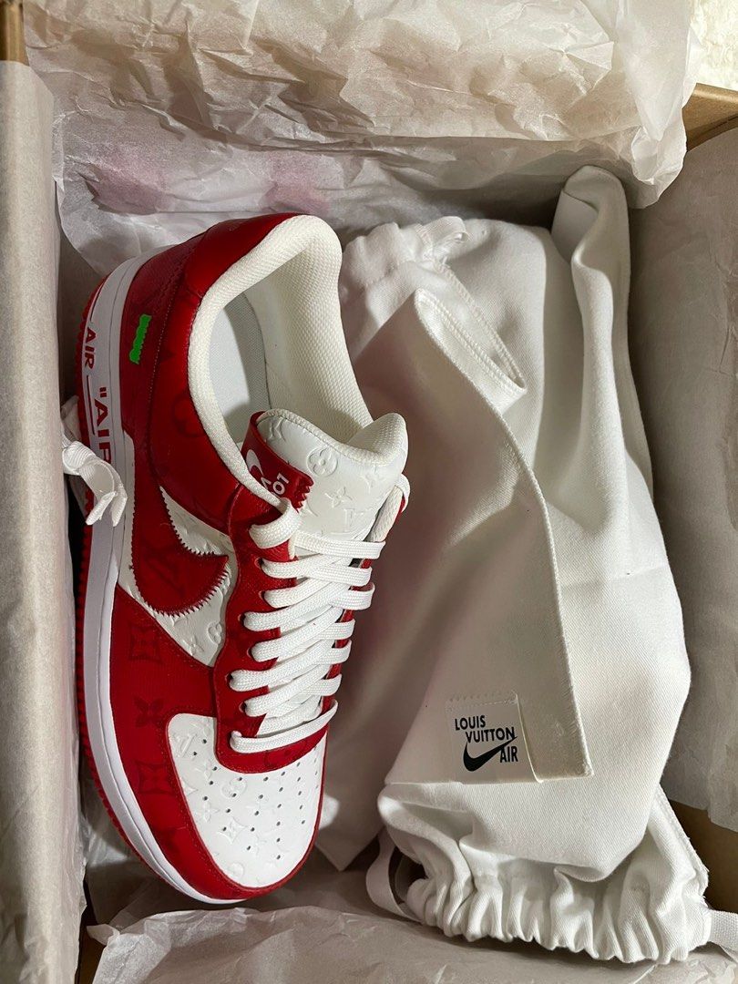 LV x Air Force 1 Red, Men's Fashion, Footwear, Sneakers on Carousell