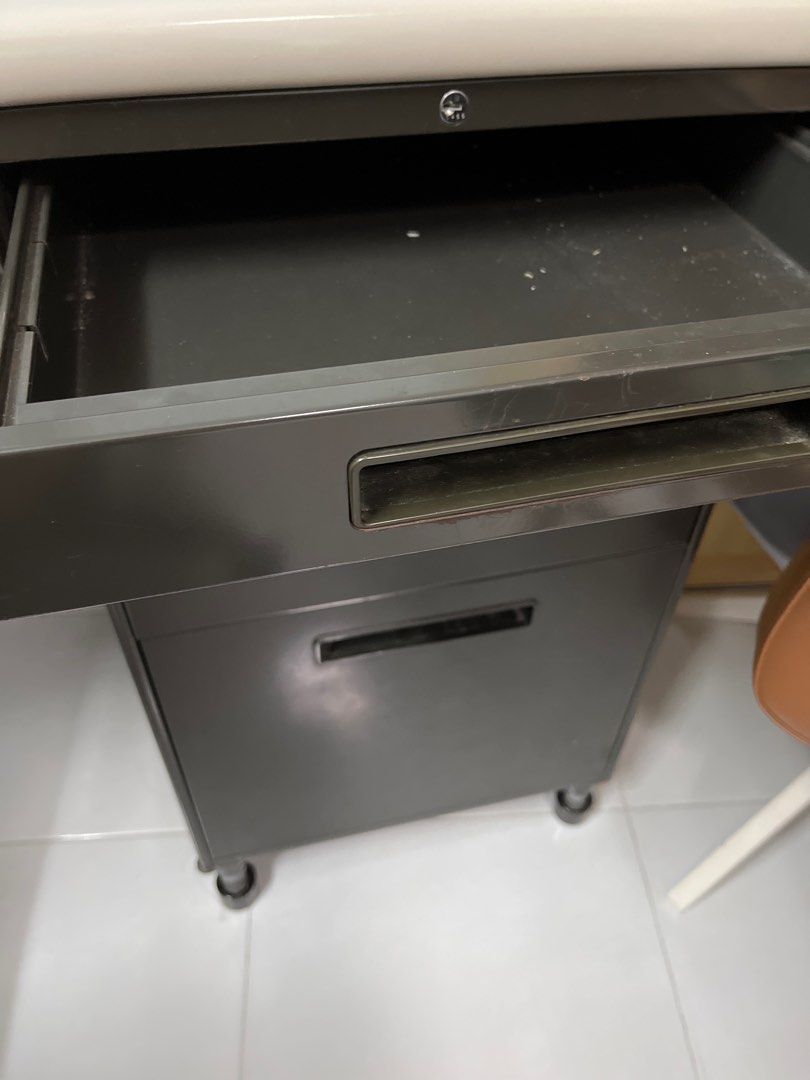 Metal cabinet large study table, Furniture & Home Living, Furniture ...