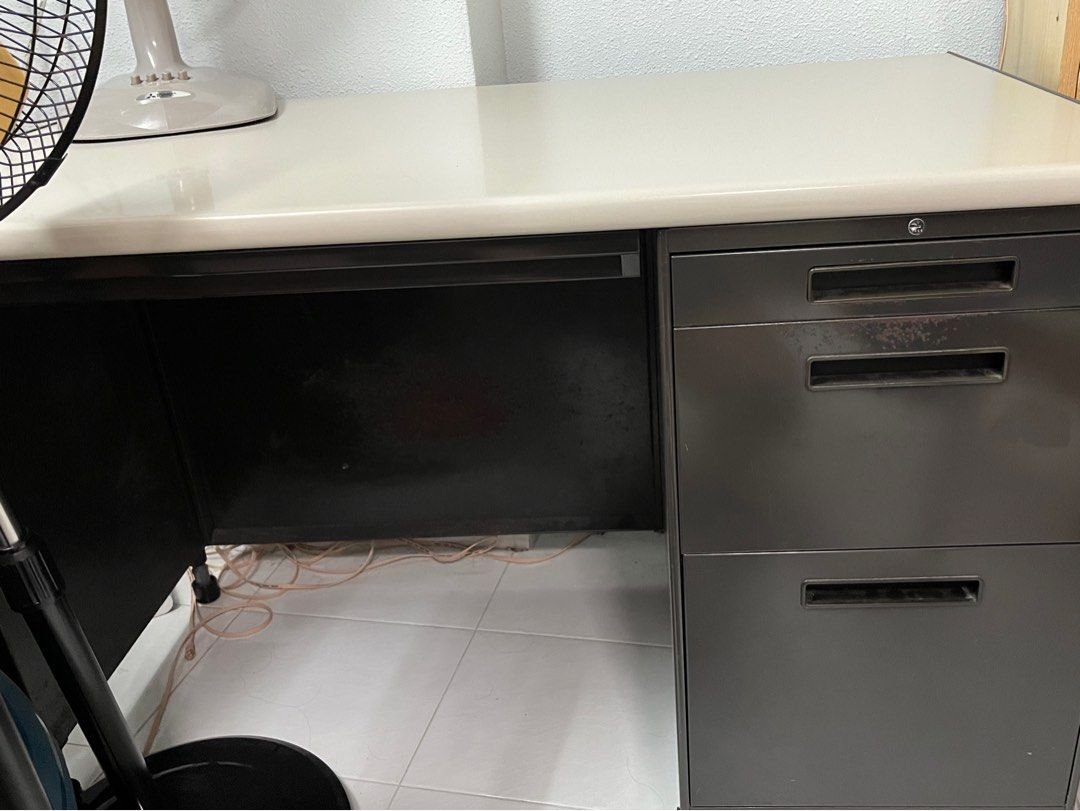 Metal cabinet large study table, Furniture & Home Living, Furniture ...