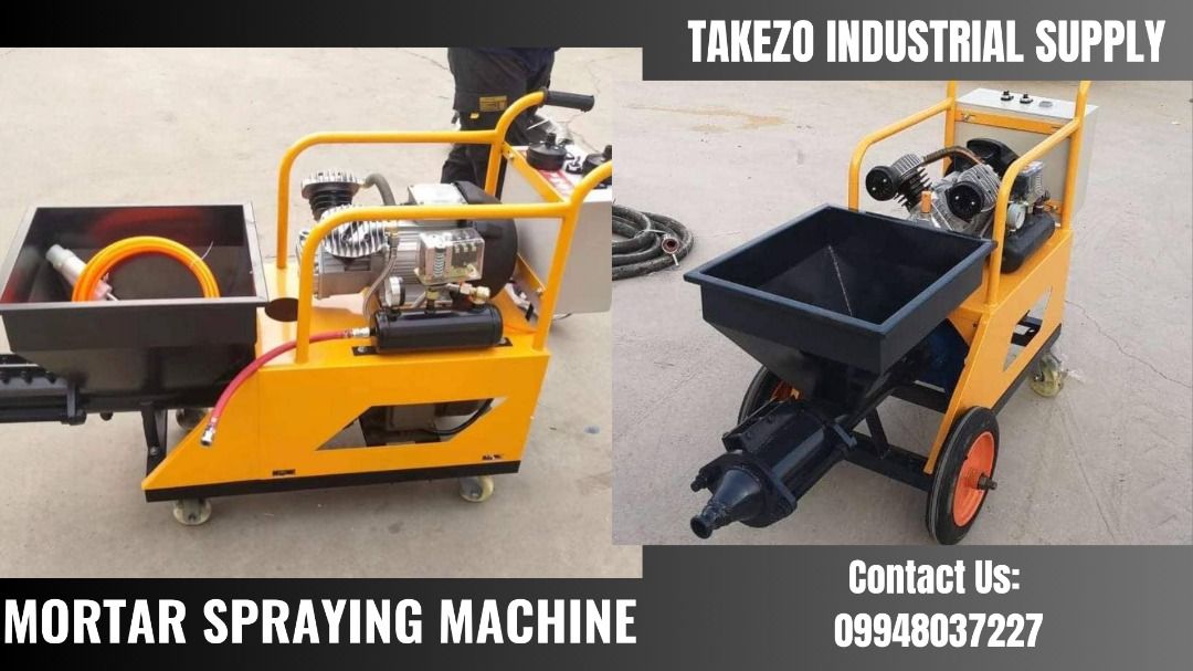 Mortar Spraying Machine (Category: Construction Tools & Equipment) located in Manila. Submitted by angiedalu10338 (Listing ID 1247711729, Image 1). Description: Mortar Spraying Machine Brand: Titan Specs: Voltage220V/60HZ/Single phase Motor power 4KW Compressor Power 2.2KW Hose Diameter 25# 32# Transfer Distance Vertical 10M horizontal 20M M/S ratio 1:3 Sand Diameter = < 3MM Weight:150MM Price: 120,000/unit For faster transaction call txt or vibe