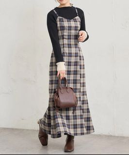 Natural Couture 格紋魚尾吊帶裙  #日牌 #日系