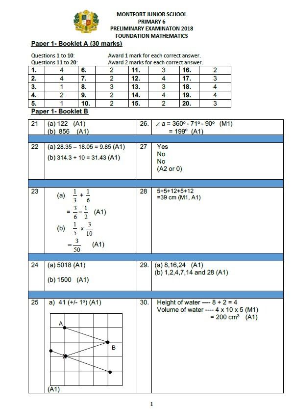 P6 Foundation Math and Science Prelim Exam Paper / Primary 6 Foundation ...