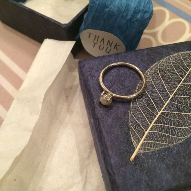 Preloved Sterling Silver Ring with Raw Diamond Barang Mewah