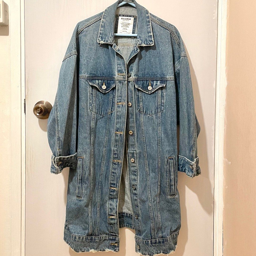 Pull Bear longline denim jacket Carousell