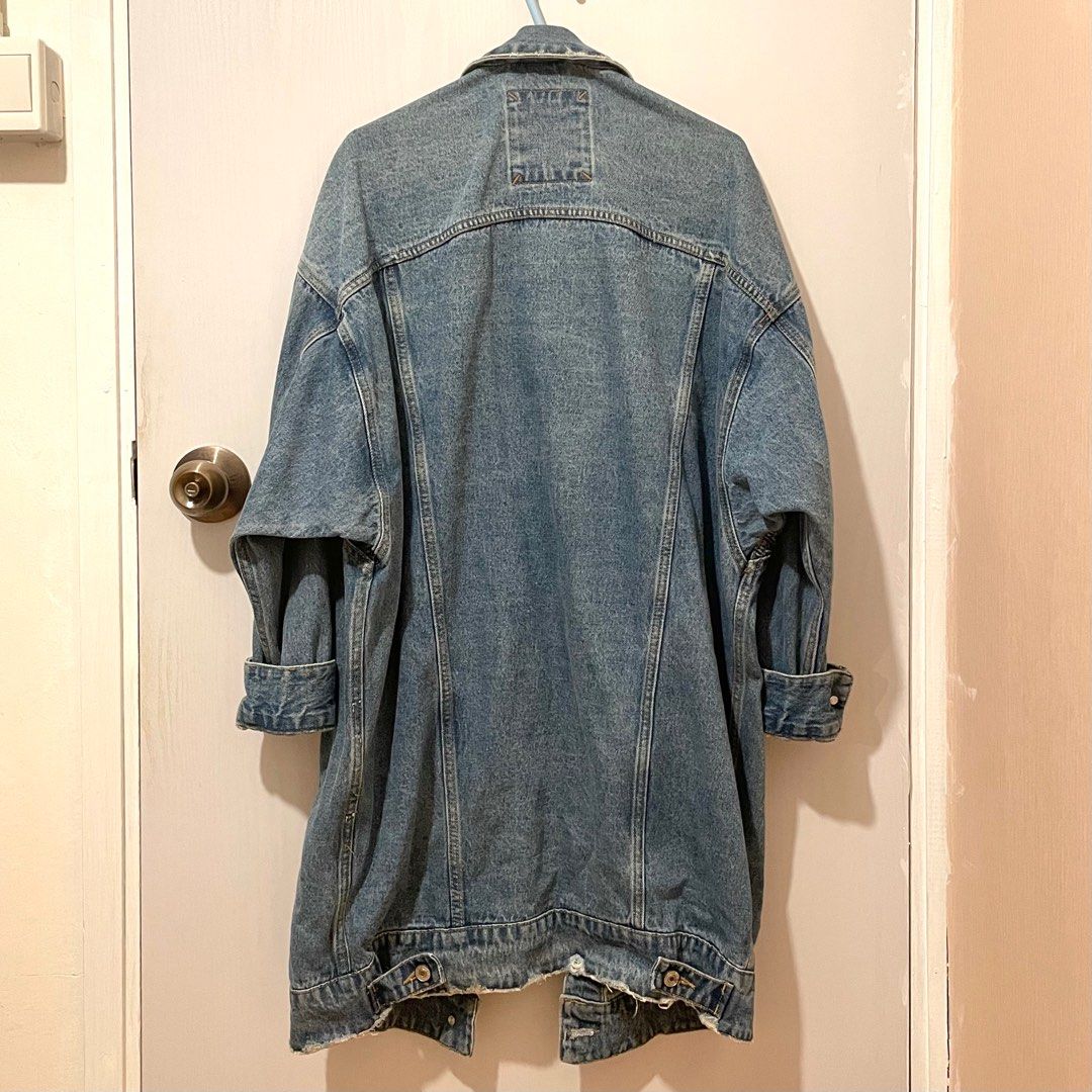 Pull and bear longline denim jacket store